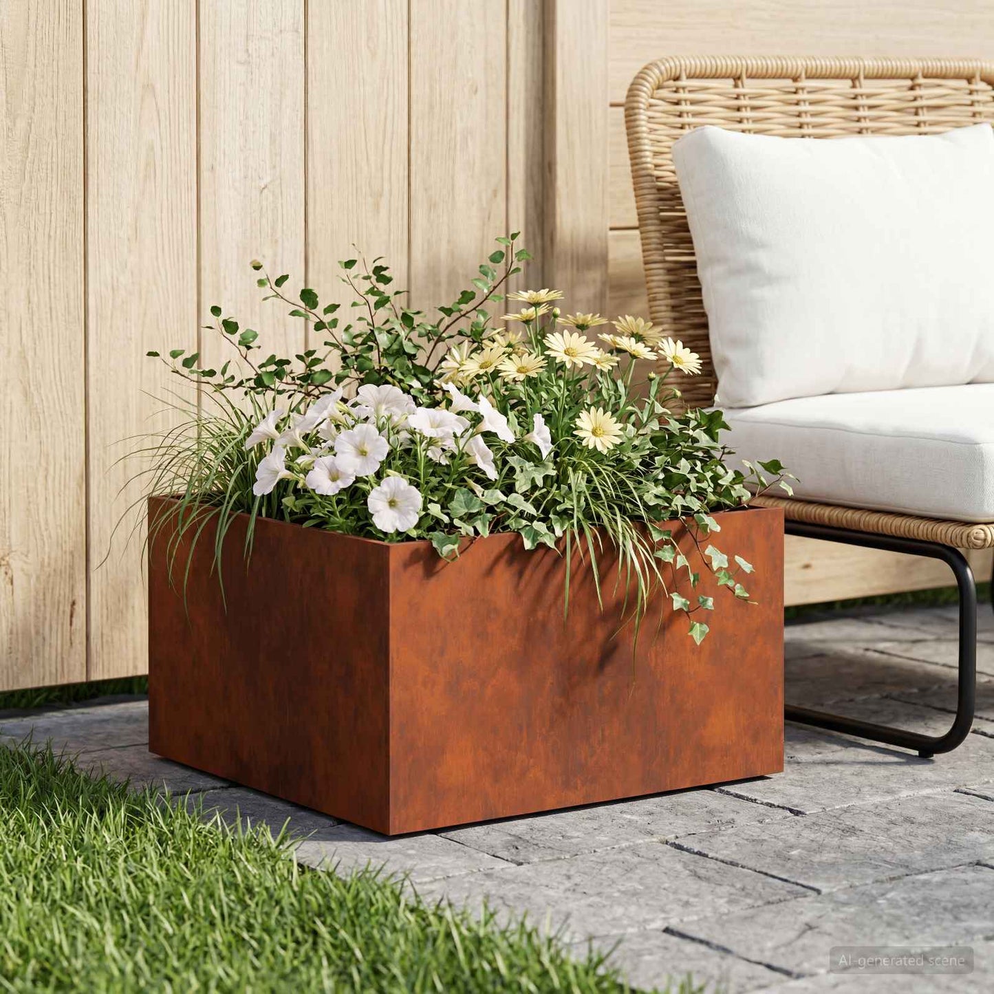 vidaXL Γλάστρα Κήπου Σκ rusty 60 x 60 x 30 cm