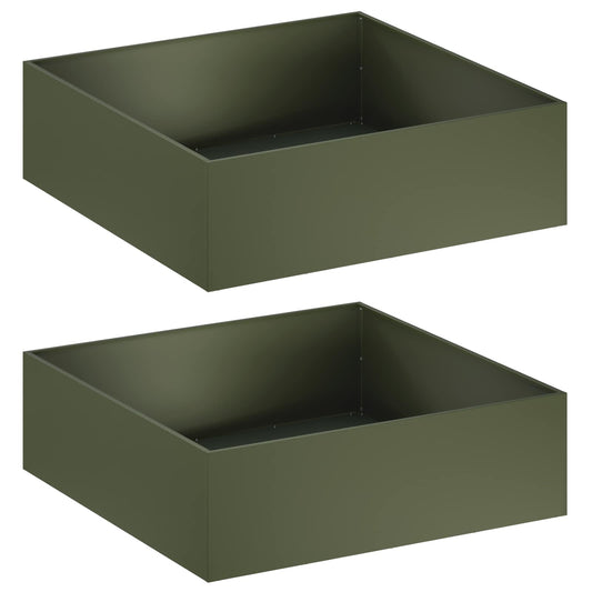 vidaXL Γλάστρα Κήπου 2 τμχ. Λαδί 80 x 80 x 30 cm Ψυχρής έλασης χάλυβας