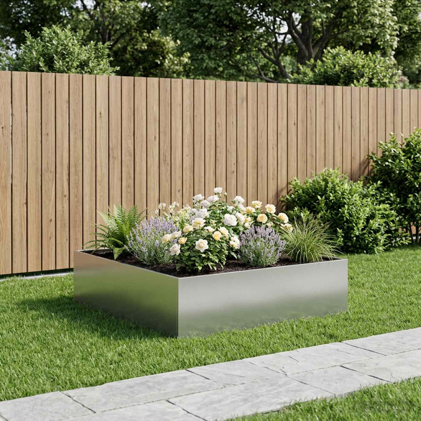 vidaXL Γλάστρα Κήπου Ασημί 80 x 80 x 30 cm Γαλβανισμένος Χάλυβας