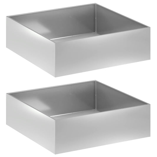 vidaXL Γλάστρα Κήπου 2 τμχ. Ασημί 80 x 80 x 30 cm