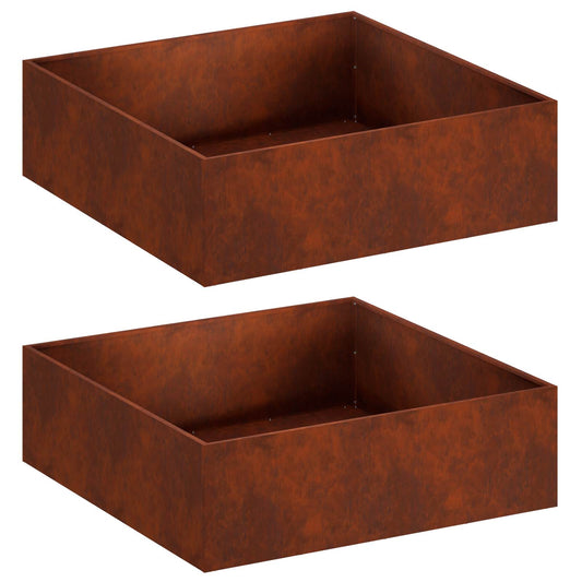 vidaXL Γλάστρα Κήπου 2 τμχ. Σκ rusty 80 x 80 x 30 cm