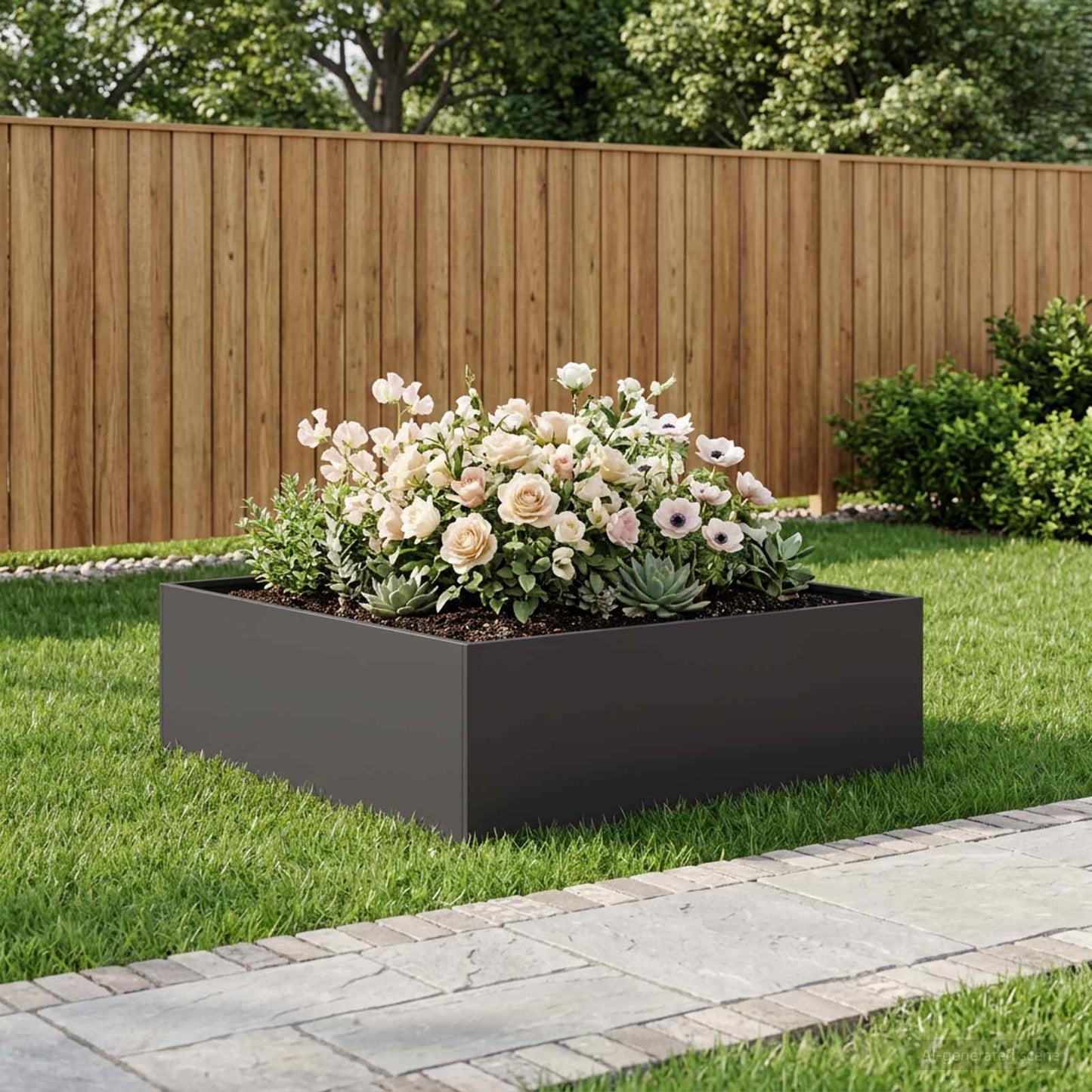 vidaXL Γλάστρα Κήπου Μαύρο 100 x 100 x 30 cm Ψυχρής έλασης χάλυβας