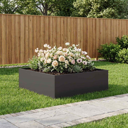 vidaXL Γλάστρα Κήπου Μαύρο 100 x 100 x 30 cm Ψυχρής έλασης χάλυβας