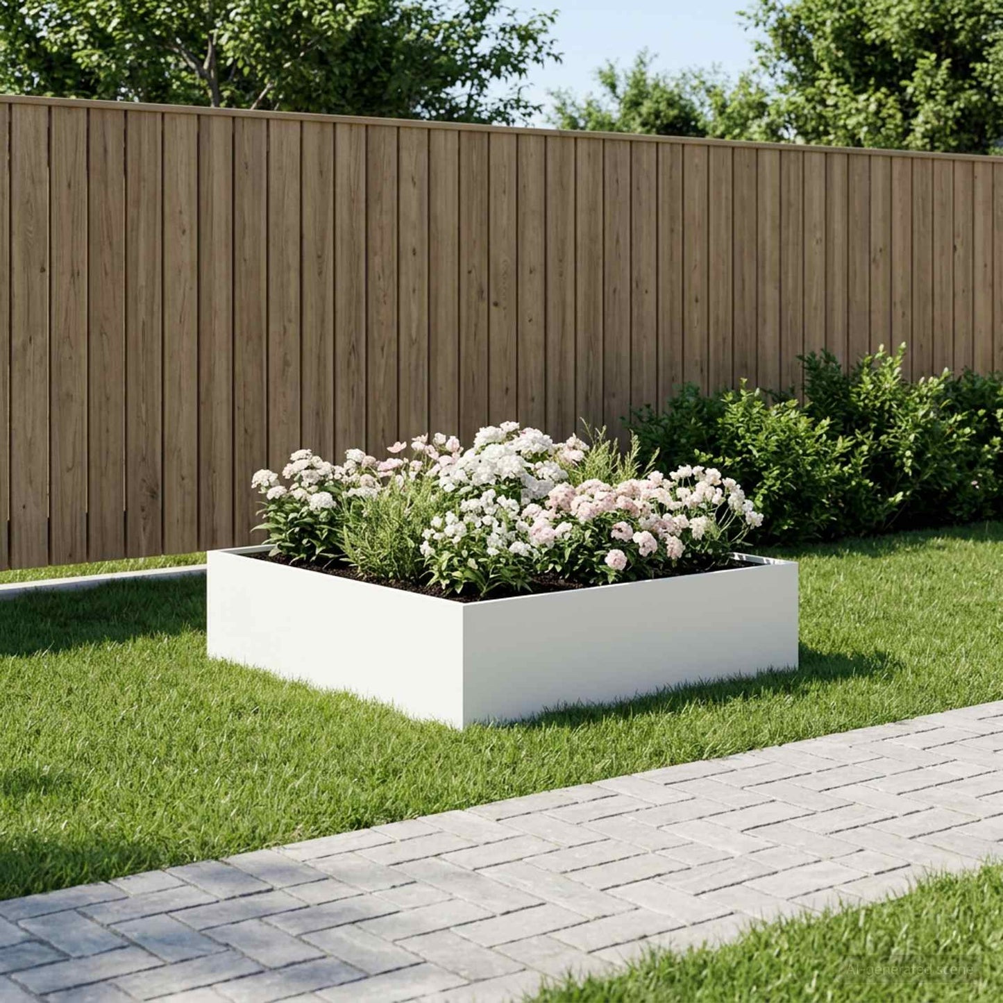 vidaXL Γλάστρα Κήπου Λευκό 100 x 100 x 30 cm Ψυχρής έλασης χάλυβας