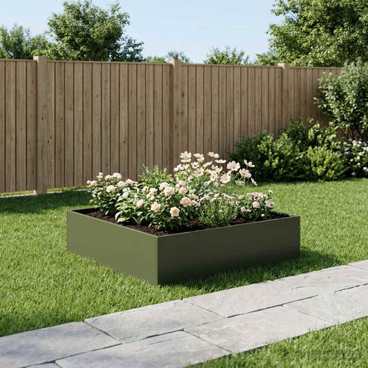vidaXL Γλάστρα Κήπου Λαδί 100 x 100 x 30 cm Ψυχρής έλασης χάλυβας