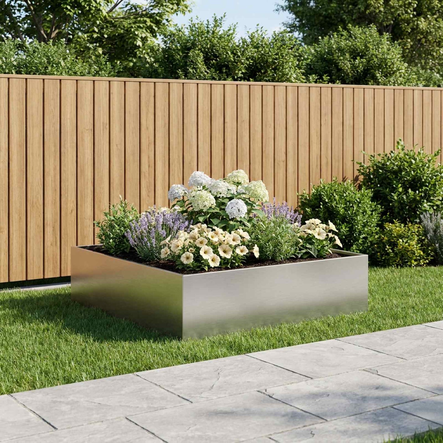 vidaXL Γλάστρα Κήπου Ασημί 100 x 100 x 30 cm Ανοξείδωτο Ατσάλι