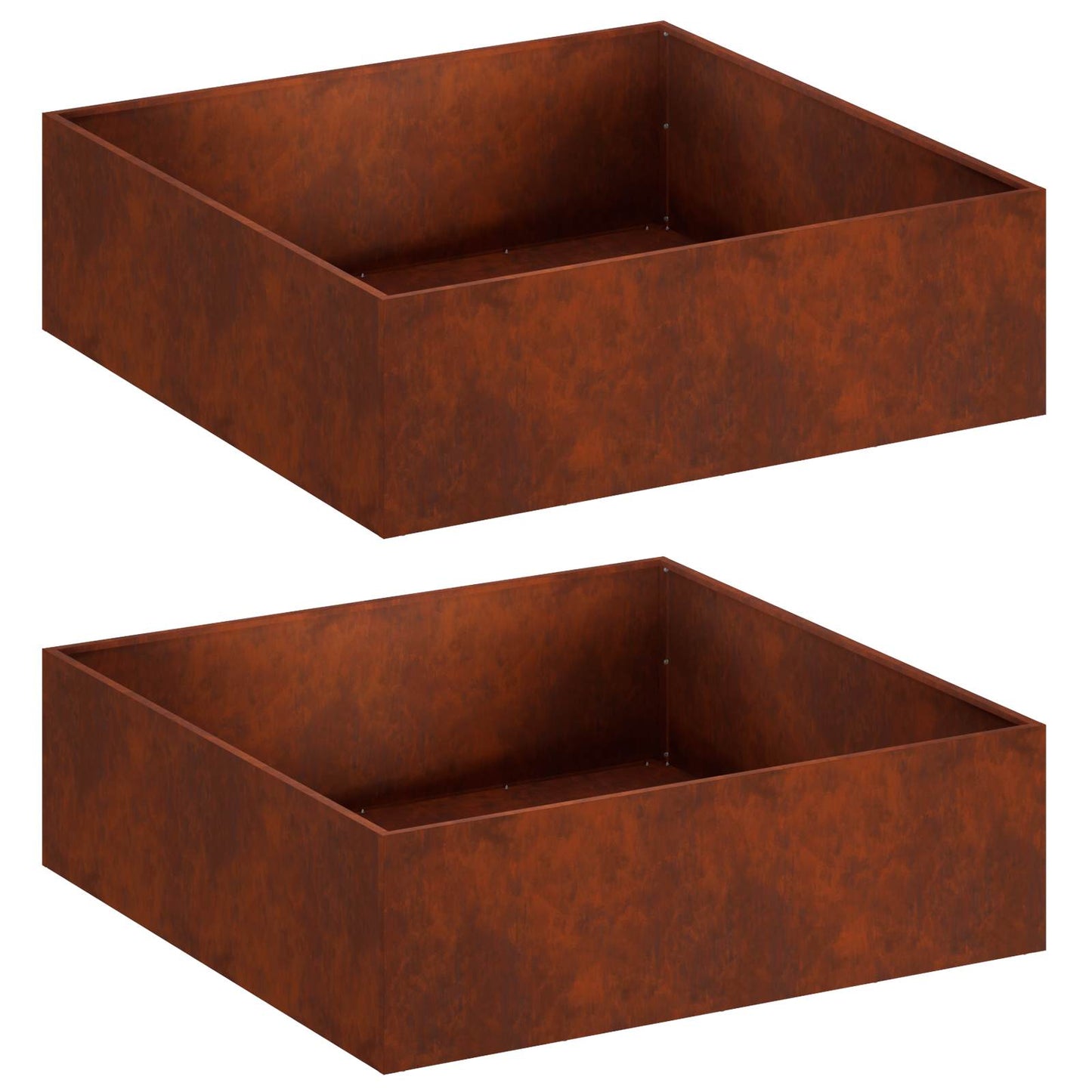 vidaXL Γλάστρα Κήπου 2 τμχ. Σκ rusty 100 x 100 x 30 cm
