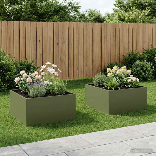 vidaXL Γλάστρα Κήπου 2 τμχ. Λαδί 60 x 60 x 40 cm Ψυχρής έλασης χάλυβας