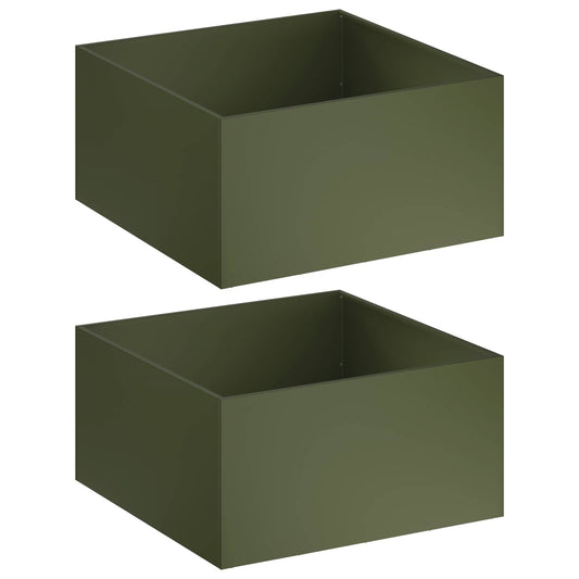 vidaXL Γλάστρα Κήπου 2 τμχ. Λαδί 60 x 60 x 40 cm Ψυχρής έλασης χάλυβας