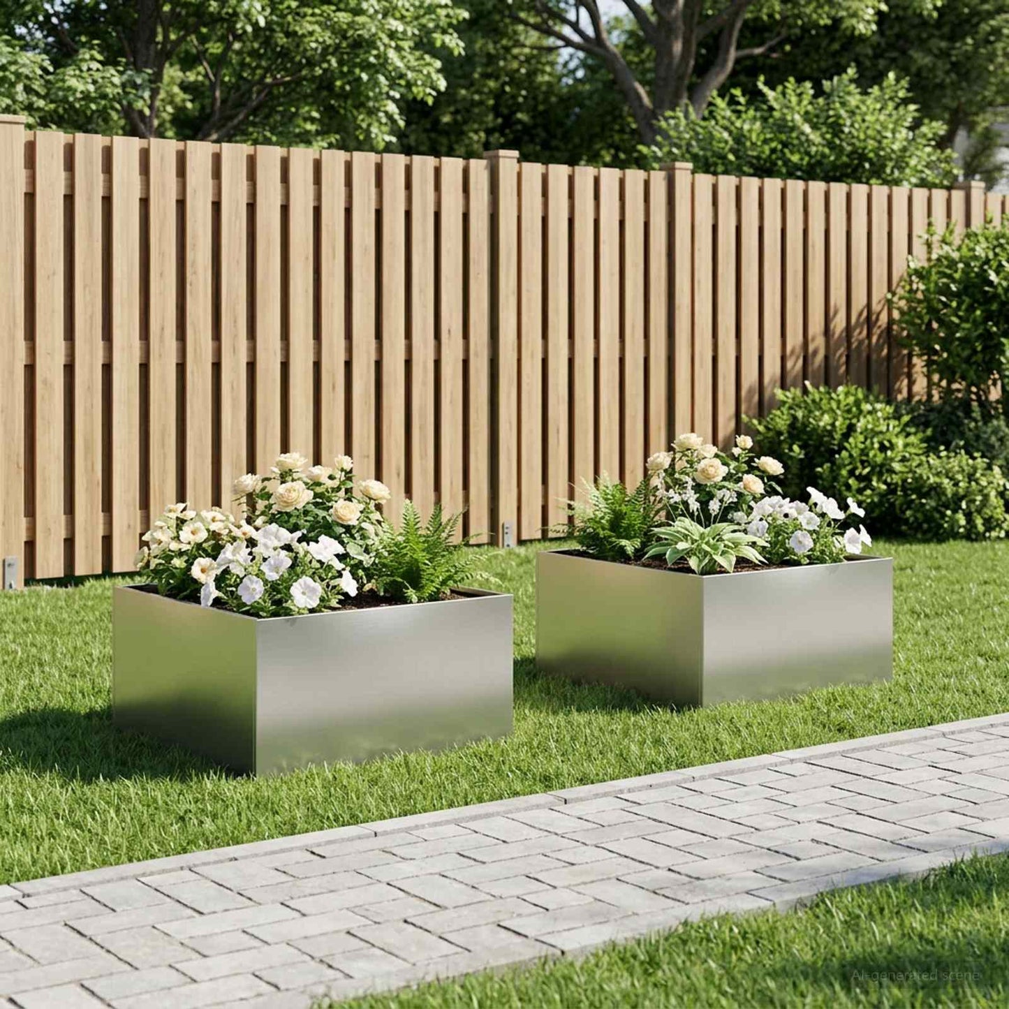 vidaXL Γλάστρα Κήπου 2 τμχ. Ασημί 60 x 60 x 40 cm Ανοξείδωτο Ατσάλι