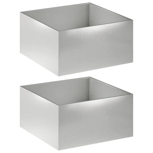 vidaXL Γλάστρα Κήπου 2 τμχ. Ασημί 60 x 60 x 40 cm Ανοξείδωτο Ατσάλι