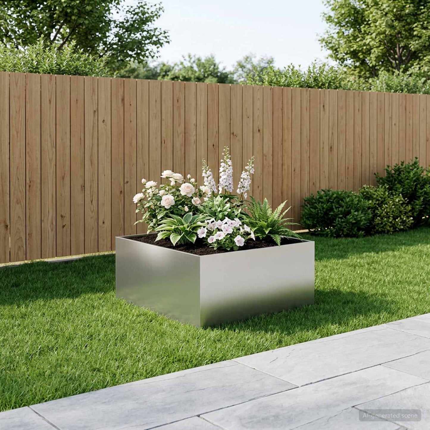 vidaXL Γλάστρα Κήπου Ασημί 60 x 60 x 40 cm Γαλβανισμένος Χάλυβας