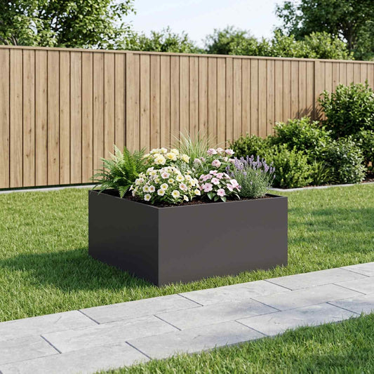 vidaXL Γλάστρα Κήπου Μαύρο 80 x 80 x 40 cm Ψυχρής έλασης χάλυβας