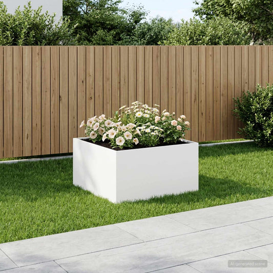 vidaXL Γλάστρα Κήπου Λευκό 80 x 80 x 40 cm Ψυχρής έλασης χάλυβας