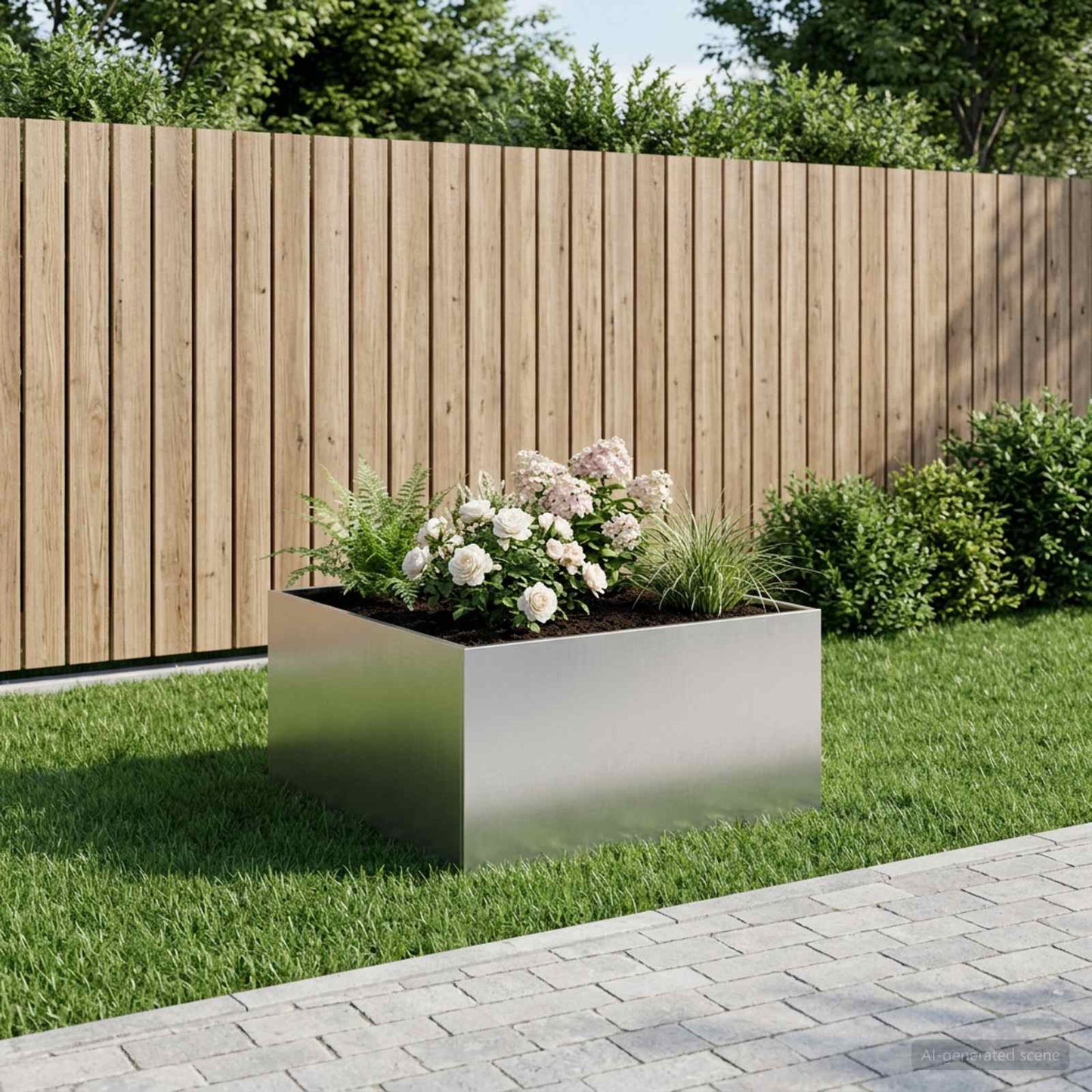 vidaXL Γλάστρα Κήπου Ασημί 80 x 80 x 40 cm Ανοξείδωτο Ατσάλι