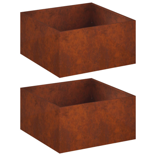 vidaXL Γλάστρα Κήπου 2 τμχ. Σκ rusty 80 x 80 x 40 cm