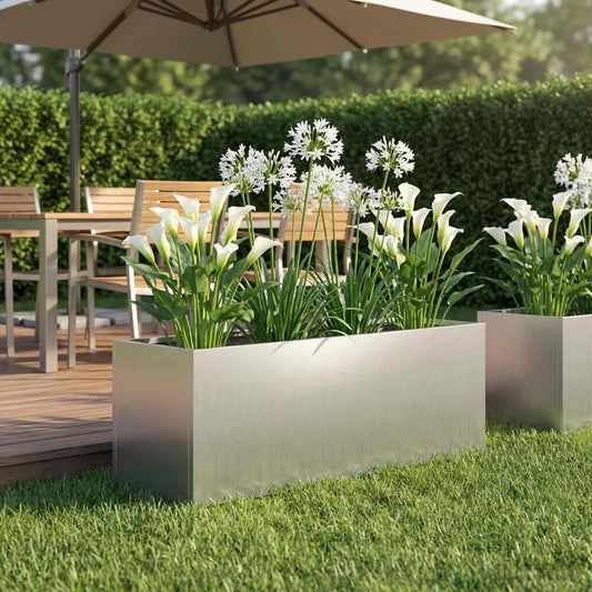 vidaXL Γλάστρα Κήπου Ασημί 40 x 20 x 20 εκ. Γαλβανισμένος Χάλυβας