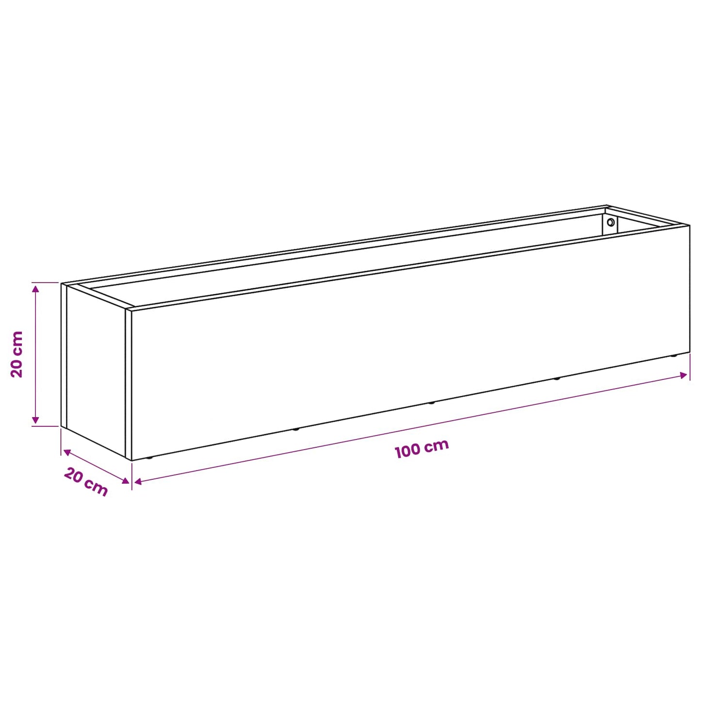 vidaXL Γλάστρα Κήπου Λευκό 100 x 20 x 20 εκ. Ψυχρής έλασης χάλυβας