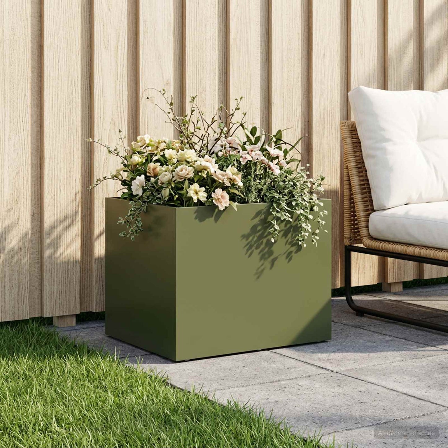 vidaXL Γλάστρα Κήπου Λαδί 40 x 30 x 30 εκ Ψυχρής έλασης χάλυβας