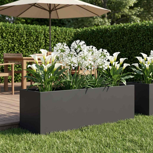 vidaXL Γλάστρα Κήπου Μαύρο 100 x 30 x 30 cm Ψυχρής έλασης χάλυβας