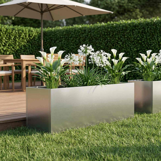 vidaXL Γλάστρα Κήπου Ασημί 100 x 30 x 30 cm Ανοξείδωτο Ατσάλι