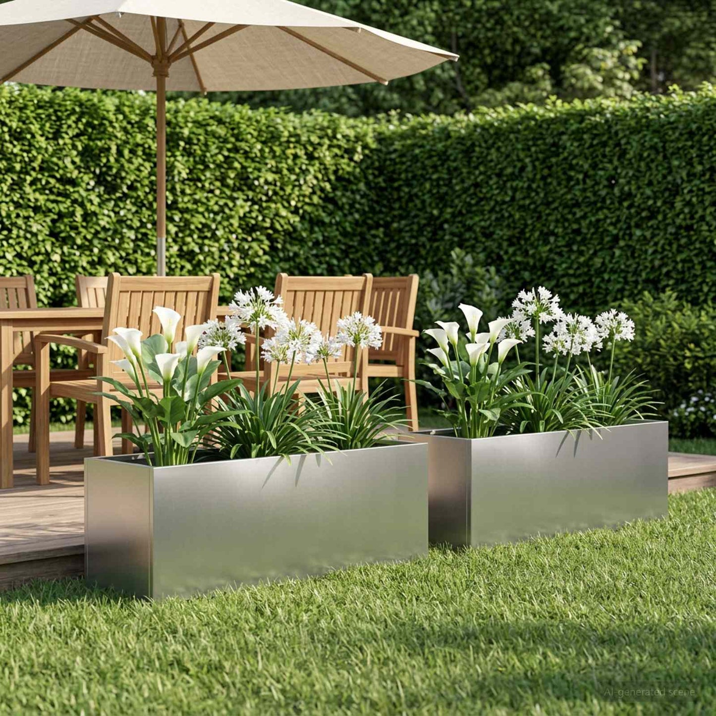 vidaXL Γλάστρα Κήπου 2 τμχ. Ασημί 100 x 30 x 30 cm Ανοξείδωτο Ατσάλι