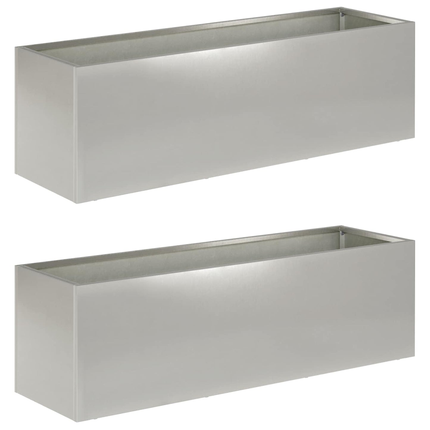 vidaXL Γλάστρα Κήπου 2 τμχ. Ασημί 100 x 30 x 30 cm Ανοξείδωτο Ατσάλι