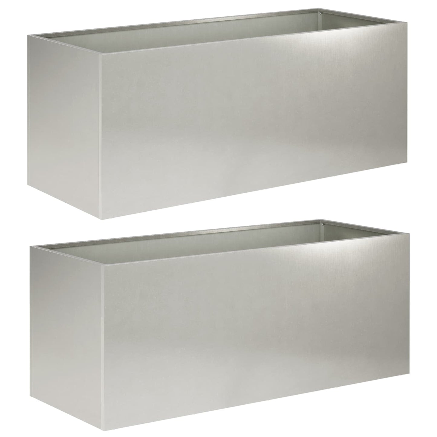 vidaXL Γλάστρα Κήπου 2 τμχ. Ασημί 80 x 40 x 40 cm Ανοξείδωτο Ατσάλι