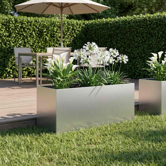 vidaXL Γλάστρα Κήπου Ασημί 80 x 40 x 40 cm Γαλβανισμένος Χάλυβας