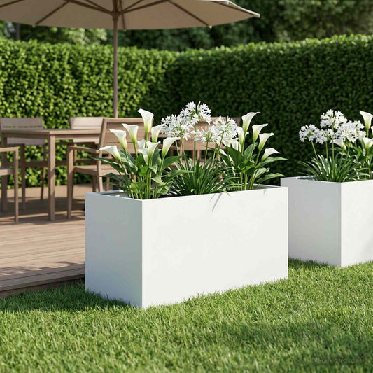 vidaXL Γλάστρα Κήπου Λευκό 100 x 50 x 50 cm Ψυχρής έλασης χάλυβας