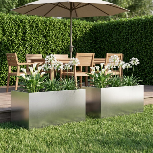 vidaXL Γλάστρα Κήπου 2 τμχ. Ασημί 100 x 50 x 50 cm Ανοξείδωτο Ατσάλι