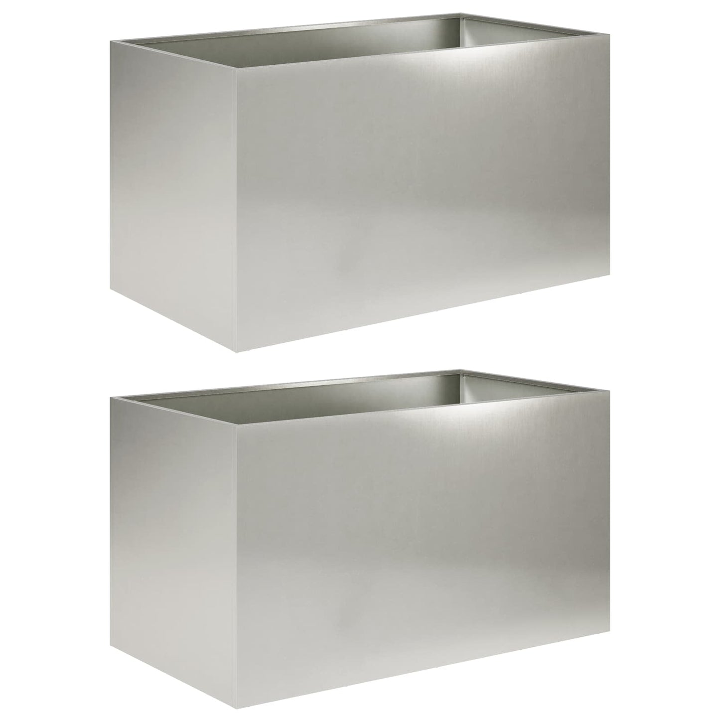 vidaXL Γλάστρα Κήπου 2 τμχ. Ασημί 100 x 50 x 50 cm Ανοξείδωτο Ατσάλι
