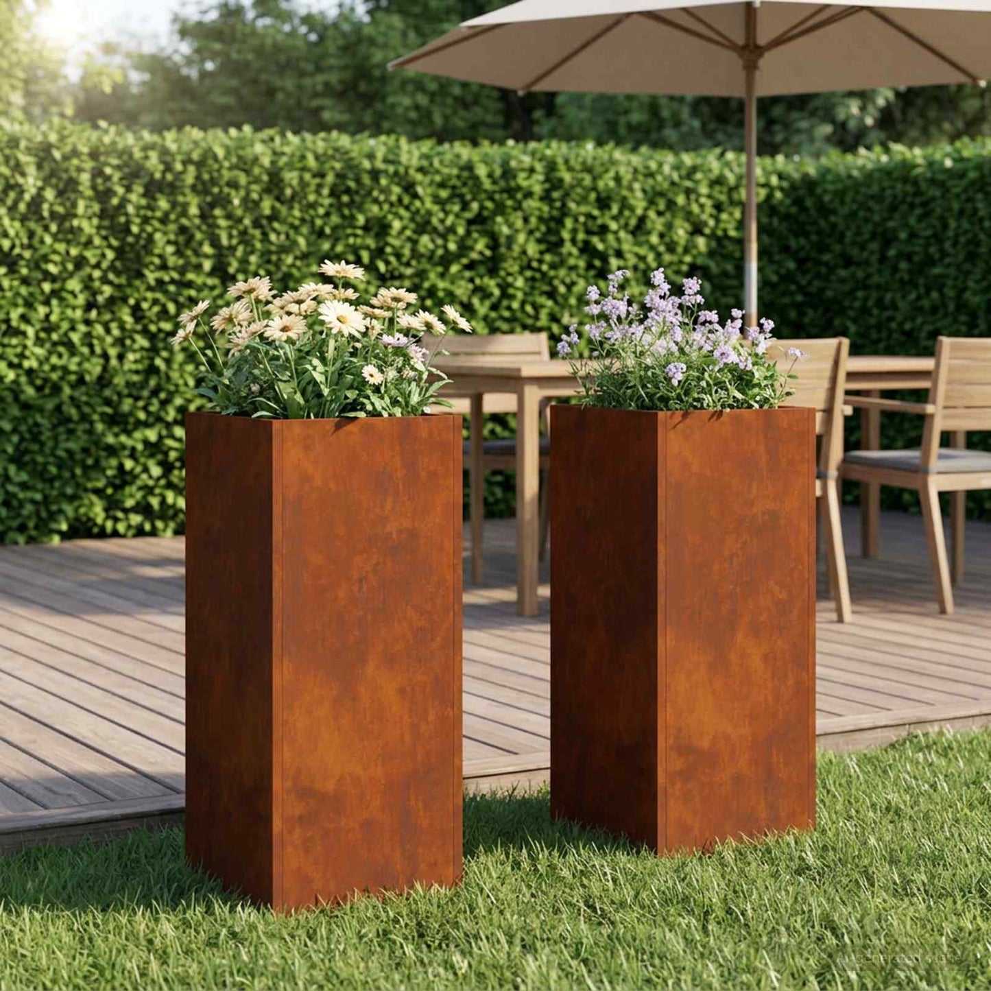 vidaXL Γλάστρα Κήπου 2 τμχ. Σκ rusty 20 x 20 x 40 εκ.