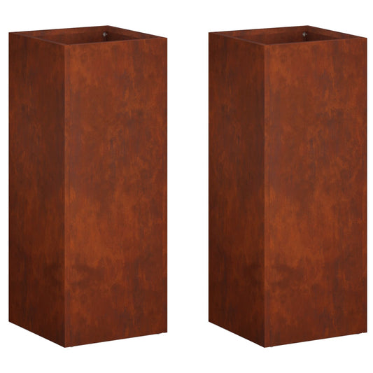 vidaXL Γλάστρα Κήπου 2 τμχ. Σκ rusty 20 x 20 x 40 εκ.