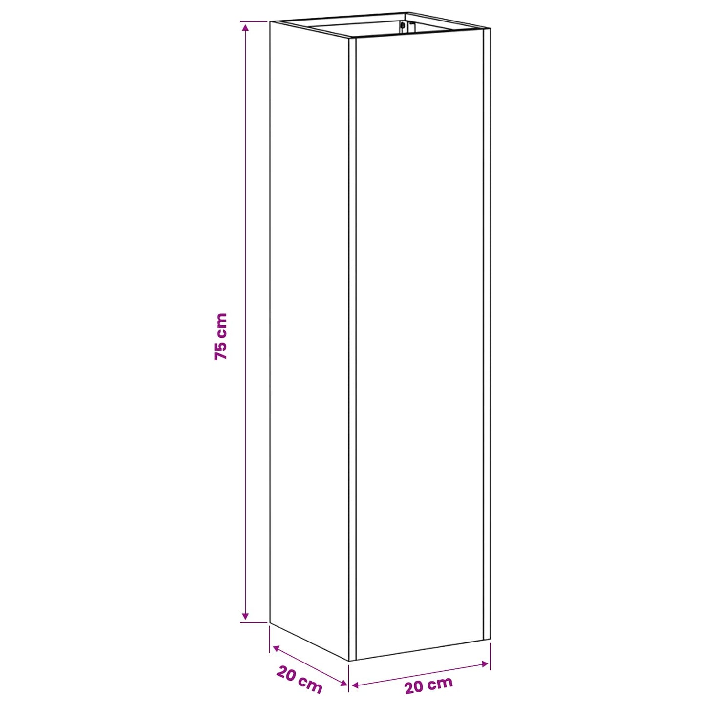 vidaXL Γλάστρα Κήπου 2 τμχ. Ασημί 20 x 20 x 75 εκ. Ανοξείδωτο Ατσάλι