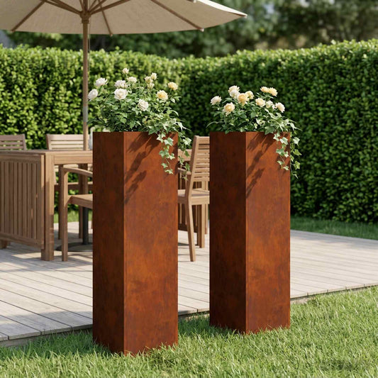 vidaXL Γλάστρα Κήπου 2 τμχ. Σκ rusty 20 x 20 x 75 εκ.