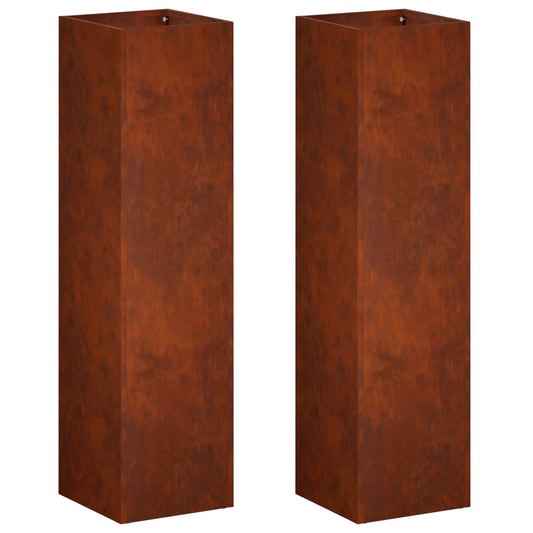 vidaXL Γλάστρα Κήπου 2 τμχ. Σκ rusty 20 x 20 x 75 εκ.