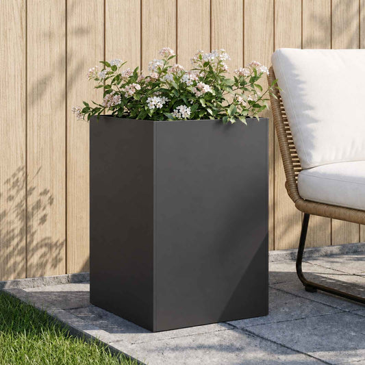 vidaXL Γλάστρα Κήπου Μαύρο 40 x 40 x 75 cm Ψυχρής έλασης χάλυβας