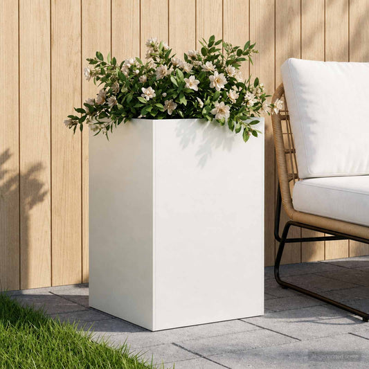 vidaXL Γλάστρα Κήπου Λευκό 40 x 40 x 75 cm Ψυχρής έλασης χάλυβας