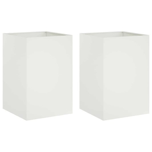 vidaXL Γλάστρα Κήπου 2 τμχ. Λευκό 40 x 40 x 75 cm