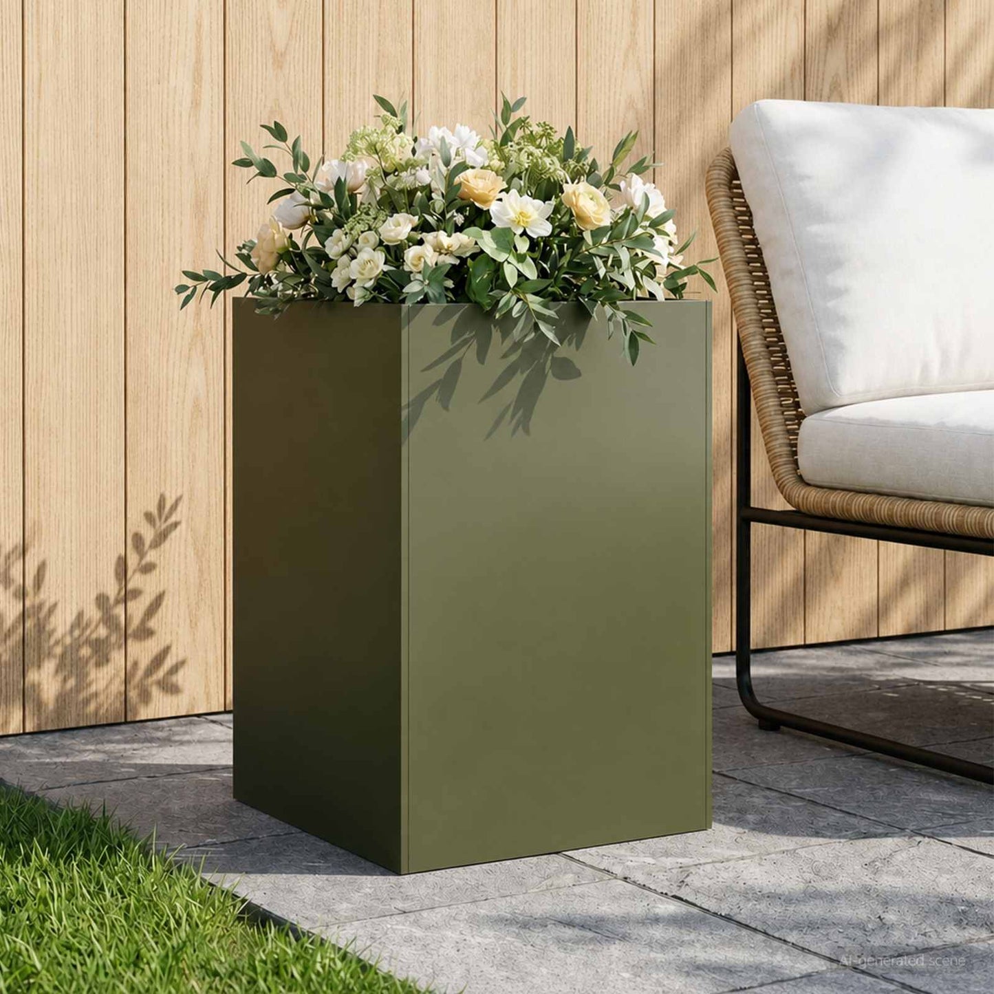 vidaXL Γλάστρα Κήπου Λαδί 40 x 40 x 75 cm Ψυχρής έλασης χάλυβας