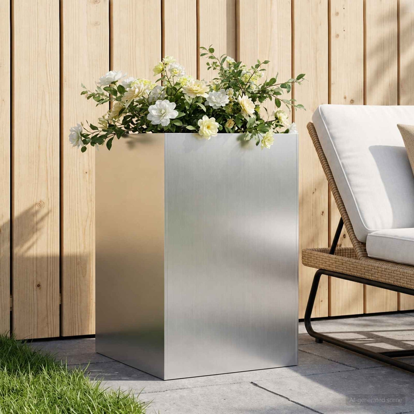 vidaXL Γλάστρα Κήπου Ασημί 50 x 50 x 75 cm Γαλβανισμένος Χάλυβας