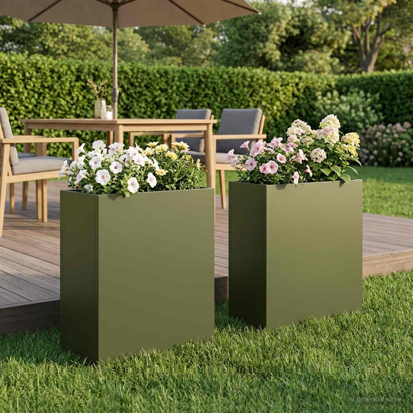 vidaXL Γλάστρα Κήπου 2 τμχ. Λαδί 40 x 20 x 40 εκ Ψυχρής έλασης χάλυβας