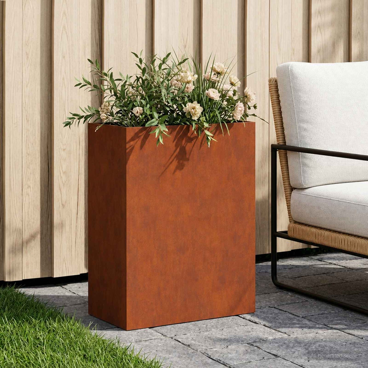 vidaXL Γλάστρα Κήπου Σκ rusty 40 x 20 x 50 εκ