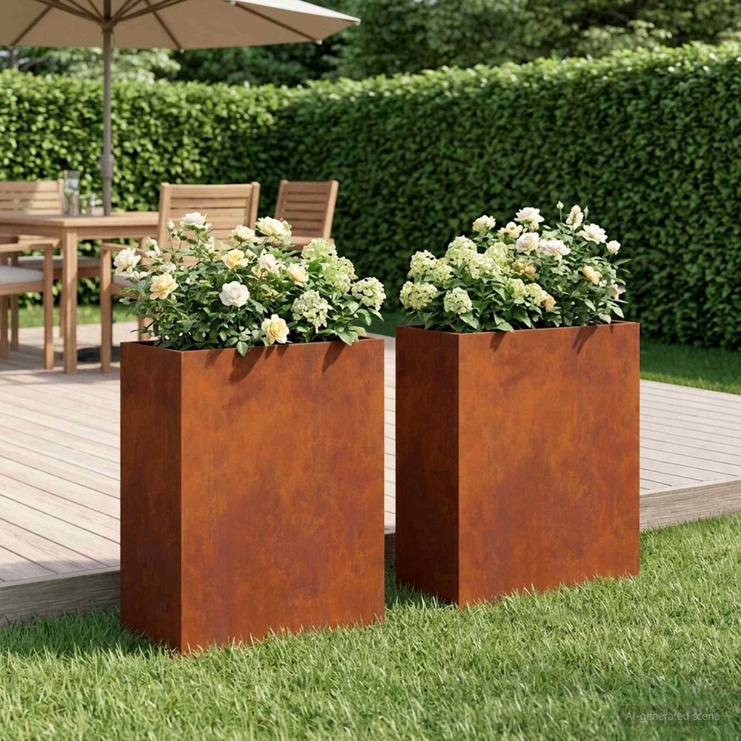 vidaXL Γλάστρα Κήπου 2 τμχ. Σκ rusty 40 x 20 x 50 εκ