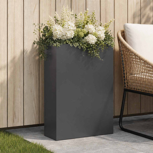 vidaXL Γλάστρα Κήπου Μαύρο 40 x 20 x 75 εκ. Ψυχρής έλασης χάλυβας