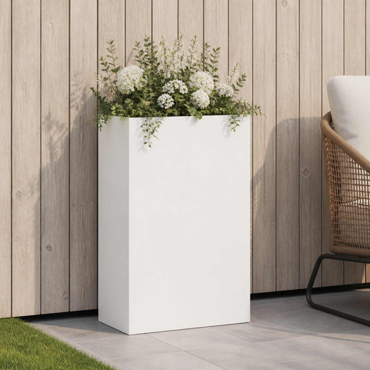 vidaXL Γλάστρα Κήπου Λευκό 40 x 20 x 75 εκ. Ψυχρής έλασης χάλυβας