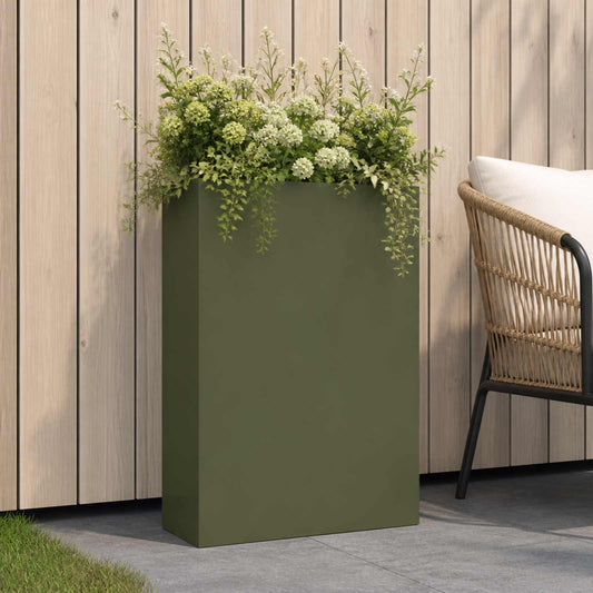 vidaXL Γλάστρα Κήπου Λαδί 40 x 20 x 75 εκ. Ψυχρής έλασης χάλυβας
