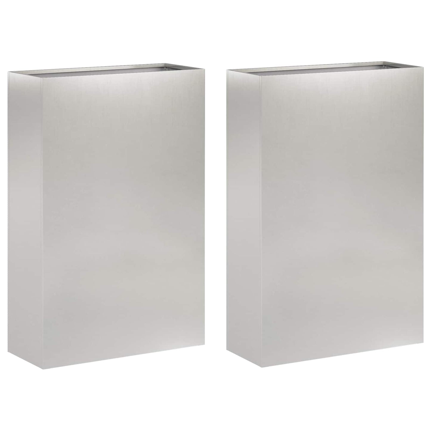 vidaXL Γλάστρα Κήπου 2 τμχ. Ασημί 40 x 20 x 75 εκ. Ανοξείδωτο Ατσάλι