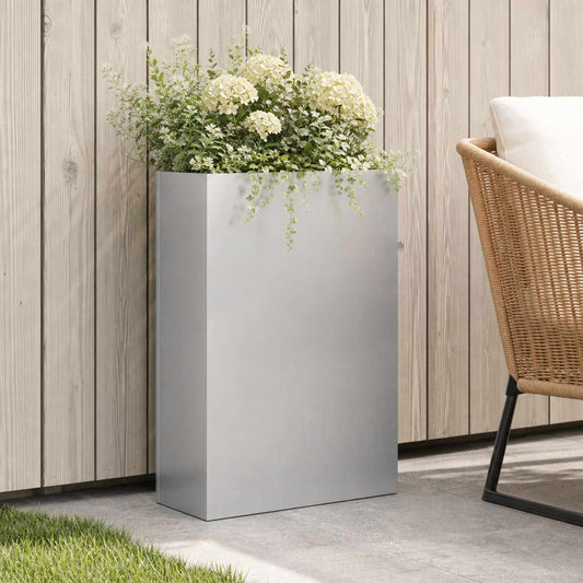 vidaXL Γλάστρα Κήπου Ασημί 40 x 20 x 75 εκ. Γαλβανισμένος Χάλυβας